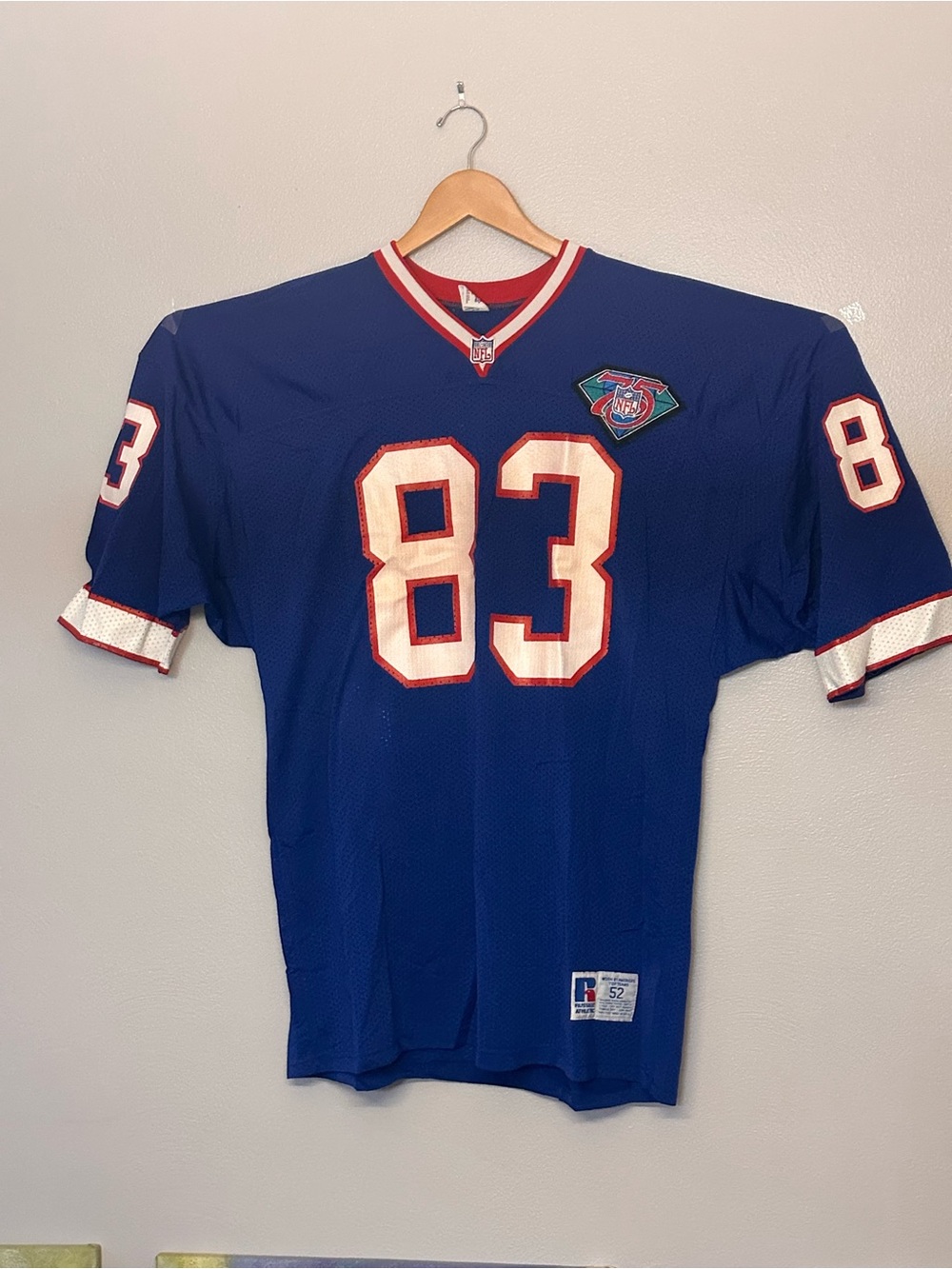 Russell Athletic Blue Football Jersey with White & Red Trim
